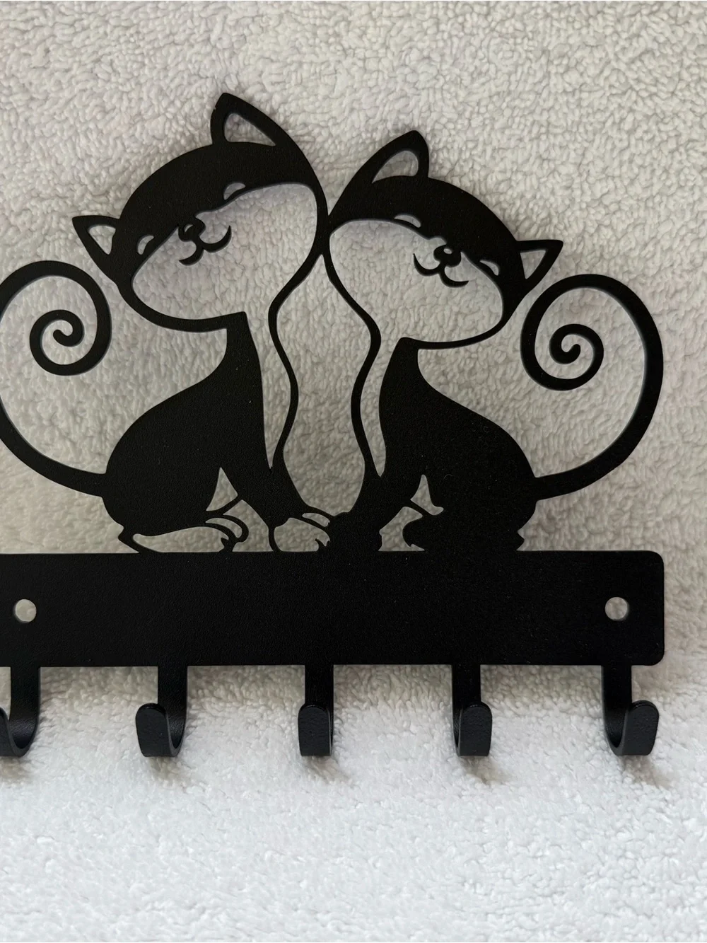 Black Cat Silhouette Wall Hook Rack - Decorative Home Wall Decor Hooks